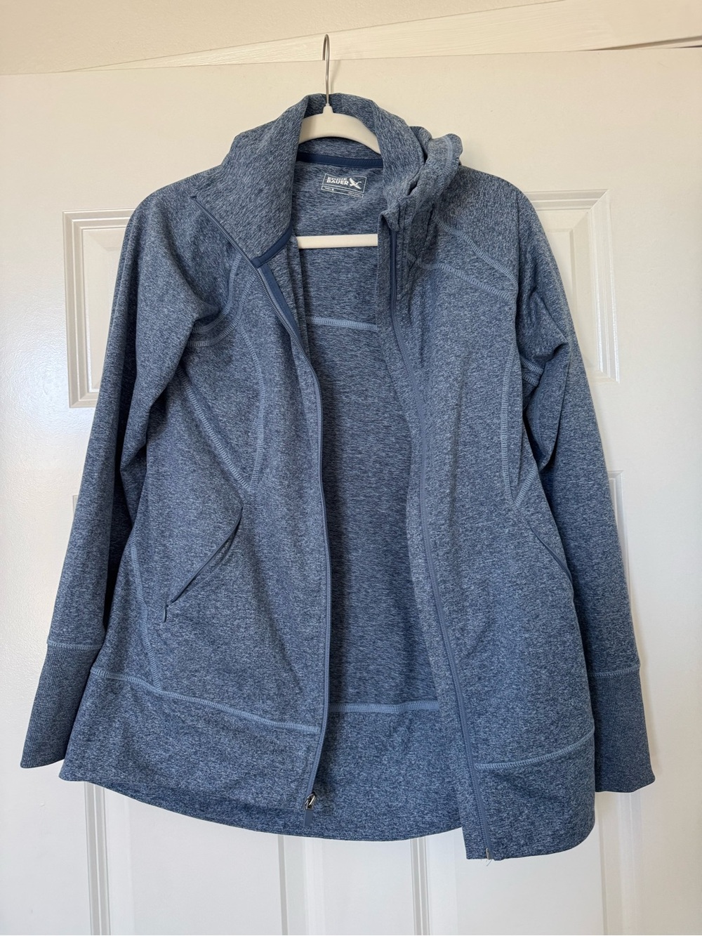 Like New! Eddie Bauer Heathered Slate Blue Full-Zip Hooded Utility Jacket
